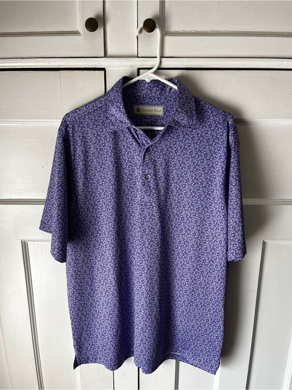 Donald Ross - Purple Floral-Print Short-Sleeve Shirt - Men’s Size M